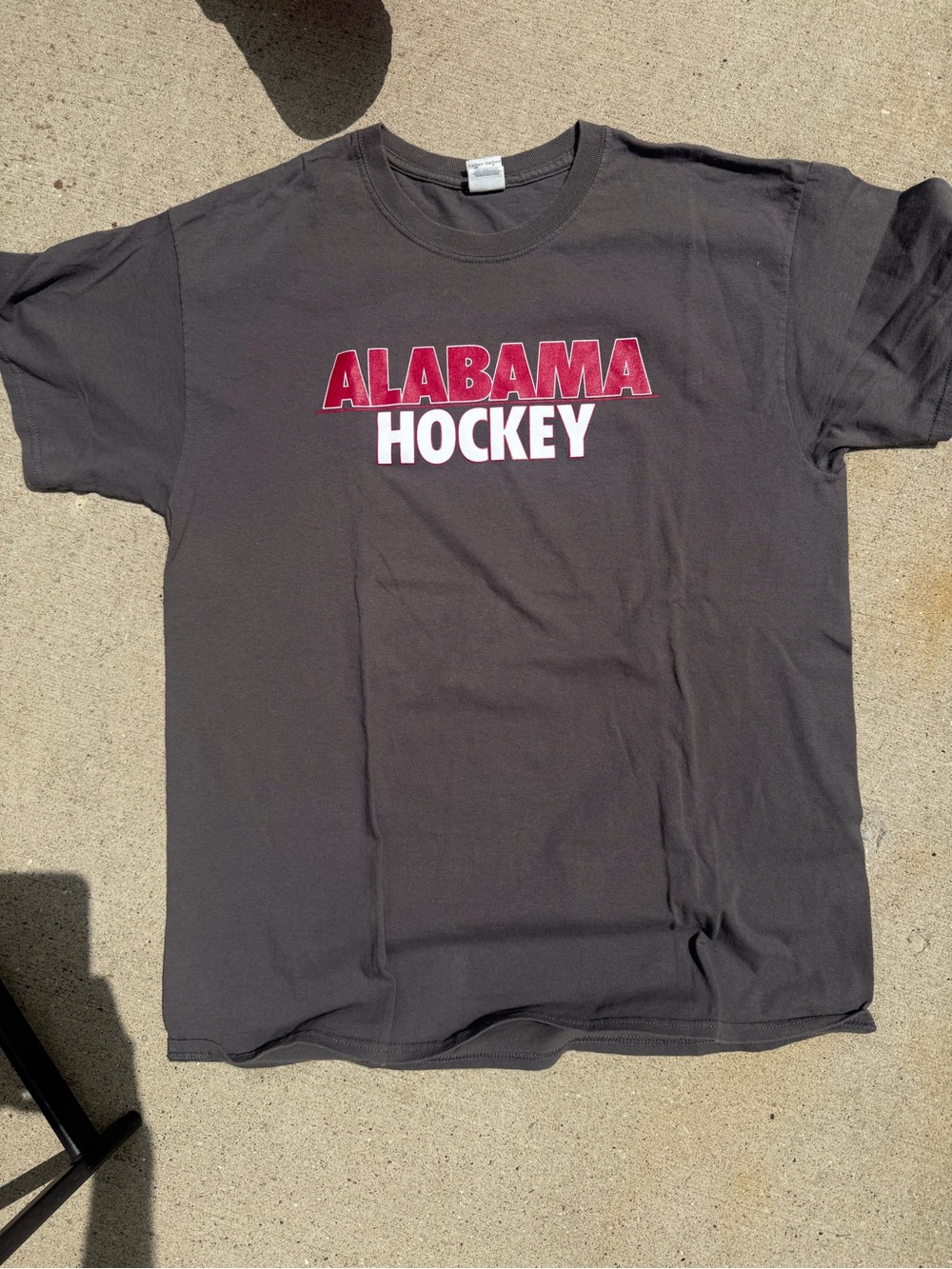 Alabama Hockey Graphic Tee - Charcoal with Crimson & White Logo